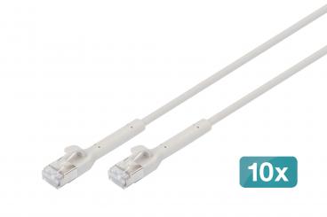 CAT 6A F-FTP abwinkelbares Patchkabel, Kupfer, 2 m, grau, 10 Stück 