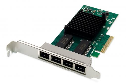 4-Port Gigabit Ethernet Netzwerkkarte, RJ45, PCI Express,  Intel I350 