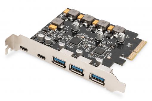 PCIe Karte 2x USB-C + 3x USB A 